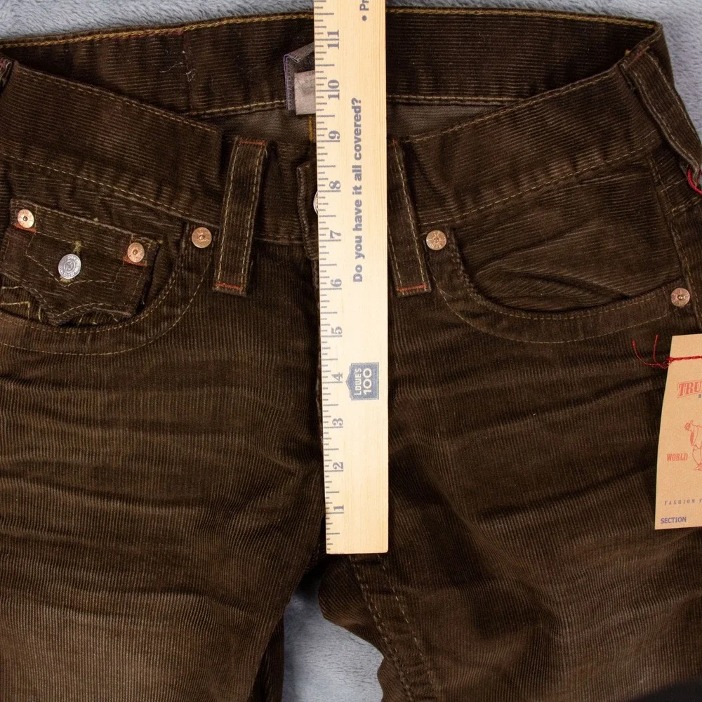 NWT‎ True Religion Ricky Straight Mens 28x34 Brown Corduroy Pants Flap Pockets